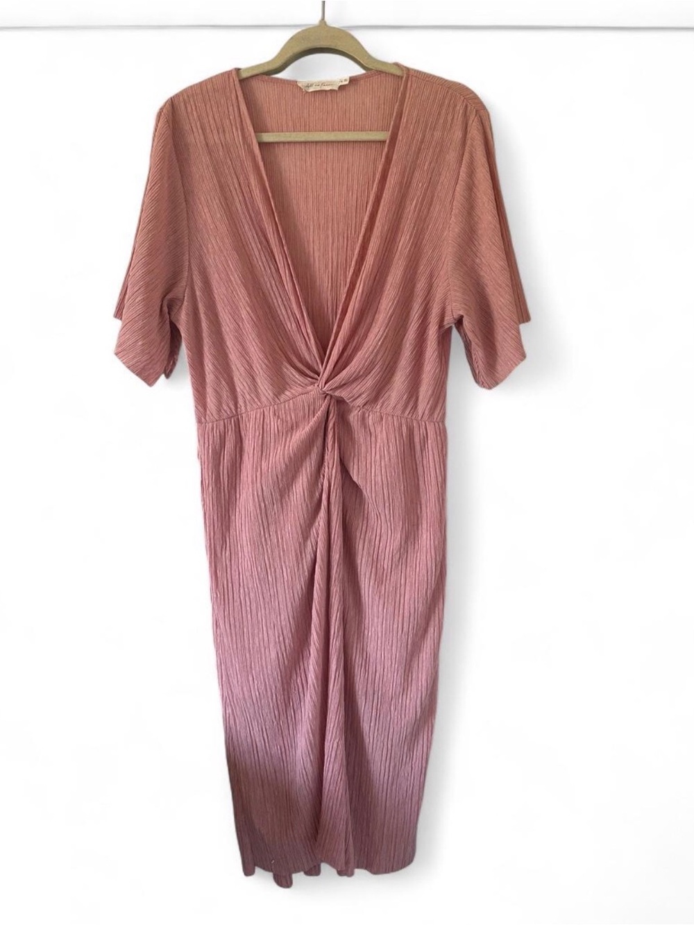 Twist Front Midi Dress in Dusty Rose